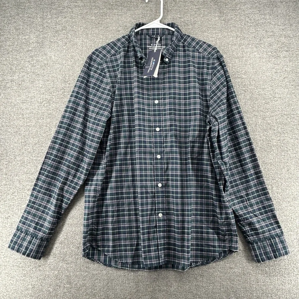 Vineyard Vines‎ OTG Brrr Shirt Men Size Medium Green Plaid Long Sleeve NEW